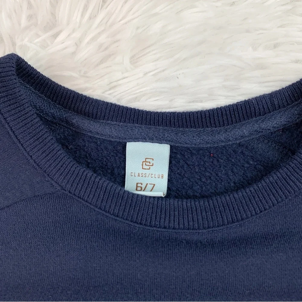 Class Club boy's long sleeve crew neck pullover sweatshirt in navy blue‎